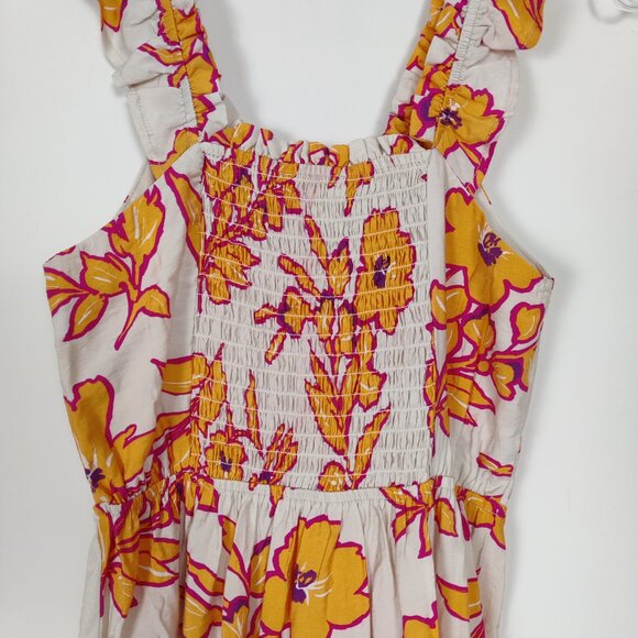 Monteau LA Women's Dress Size S Y2K Orange Floral Bohemian Boho Tiered Summer - Picture 5 of 10